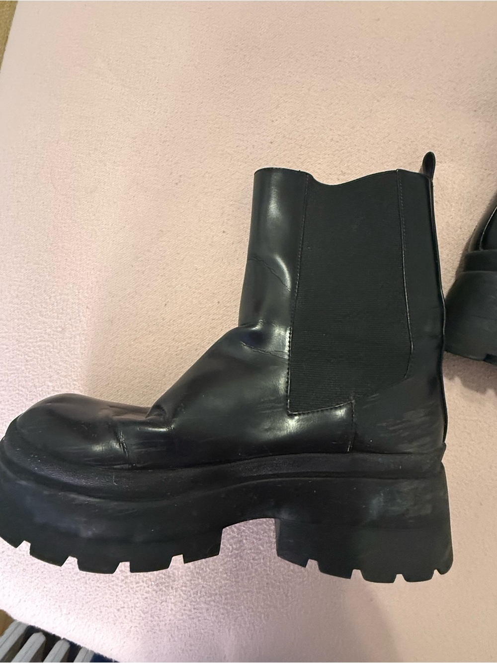 Zara Black Chunky Platform Chelsea Boots - Picture 8 of 10